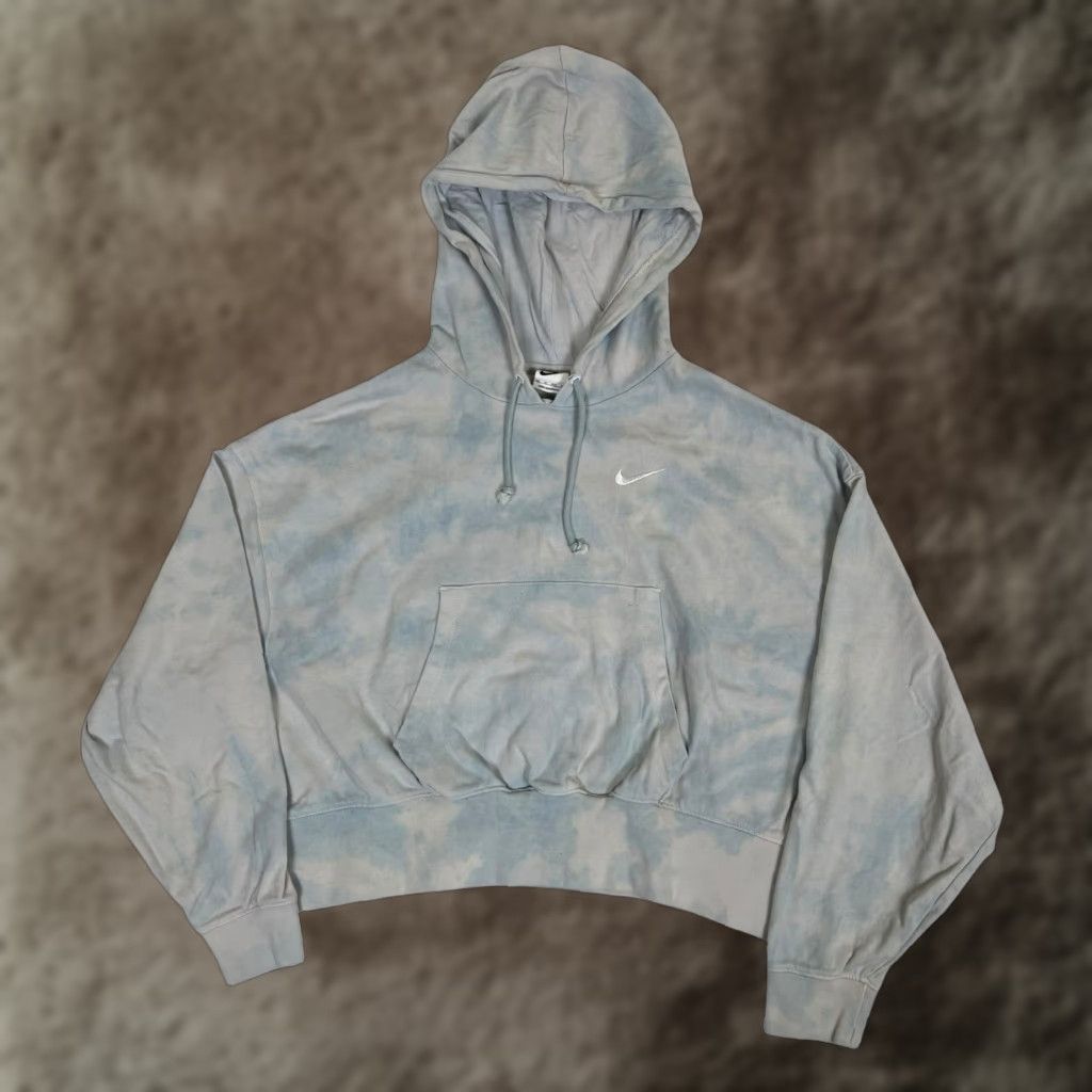 Nike Nike Women's Hoodie Pullover Oversized XS Tie Dye Worn Blue & White Colorful 90s Gym & Training Womens Mens? Size XS / US 0-2 / IT 36-38 - 1 Thumbnail