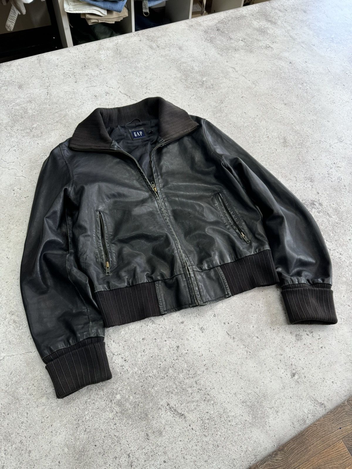 Gap Vintage Gap Leather Bomber Kanye West Style Size US S / EU 44-46 / 1 - 5 Thumbnail