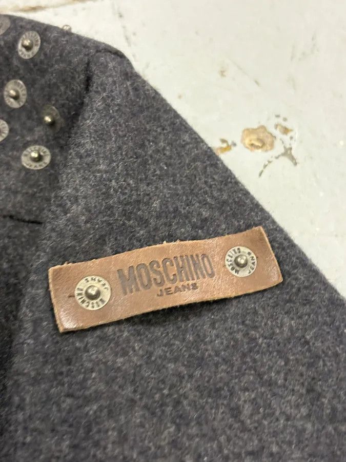 Moschino 2000s Moschino Grey Wool Studded Jacket Size US M / EU 48-50 / 2 - 9 Thumbnail