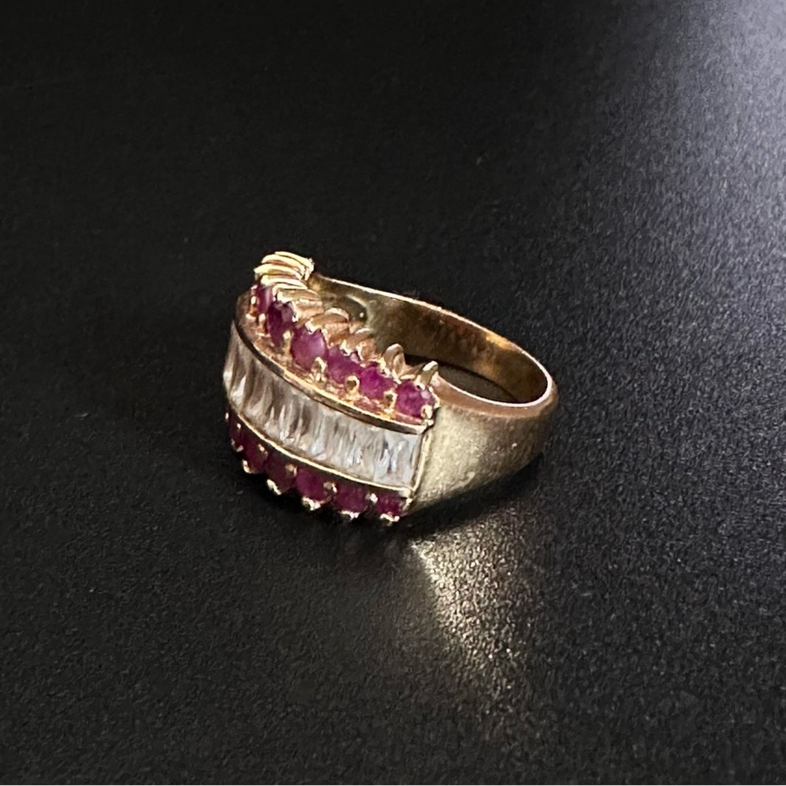 Other Vintage Wide Band Ruby And CZ Princess Ring Size ONE SIZE - 5 Thumbnail
