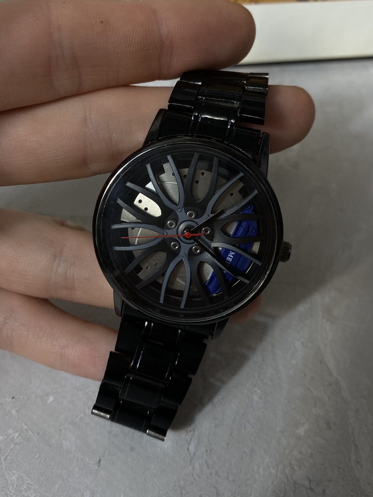 Japanese Brand Black 3D Wheel Rim Sport Watch - Works Great Size ONE SIZE - 5 Thumbnail