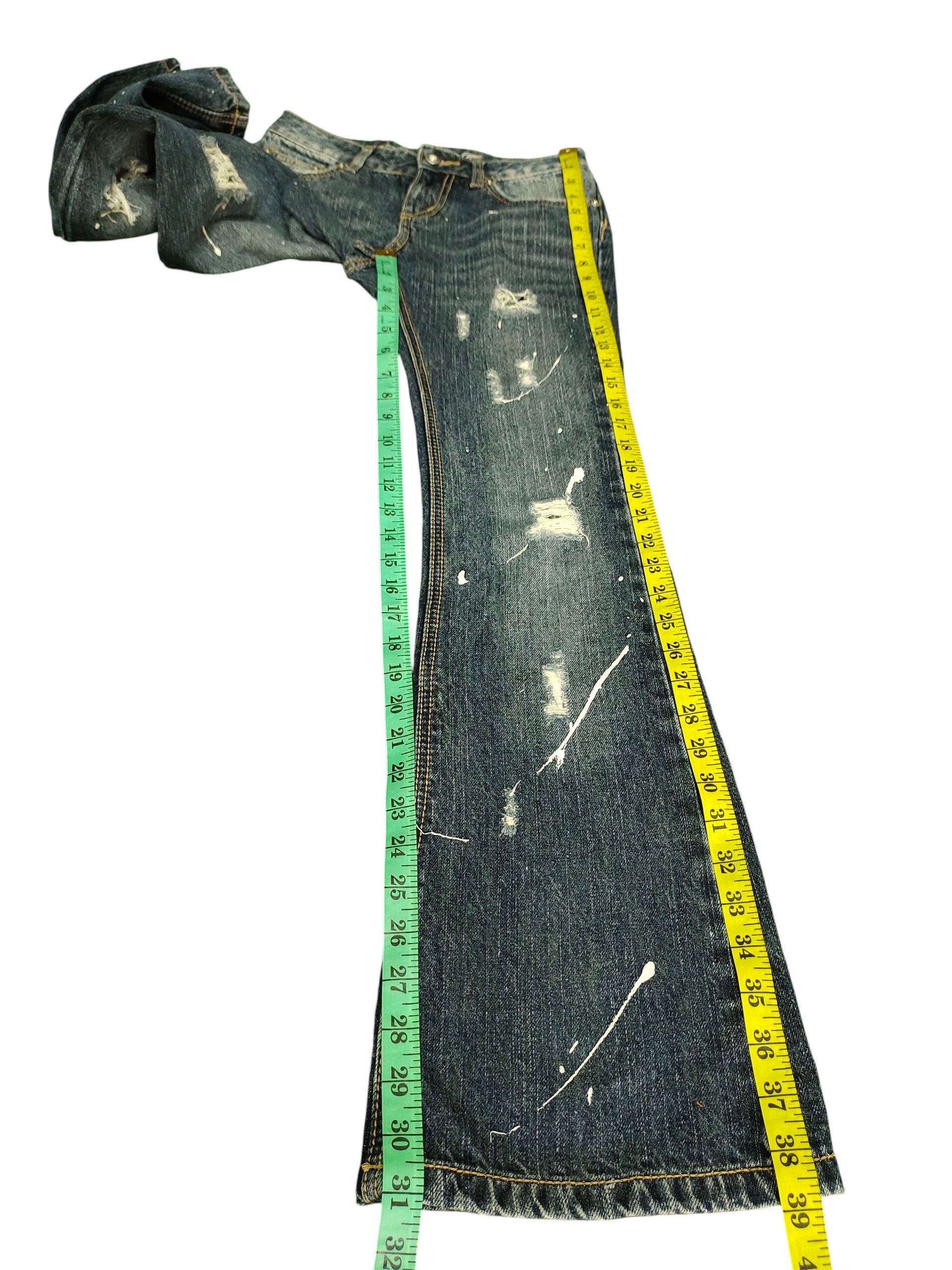 Flare Jeans Elvence Painted Distress Denim Bootcut Low Rise