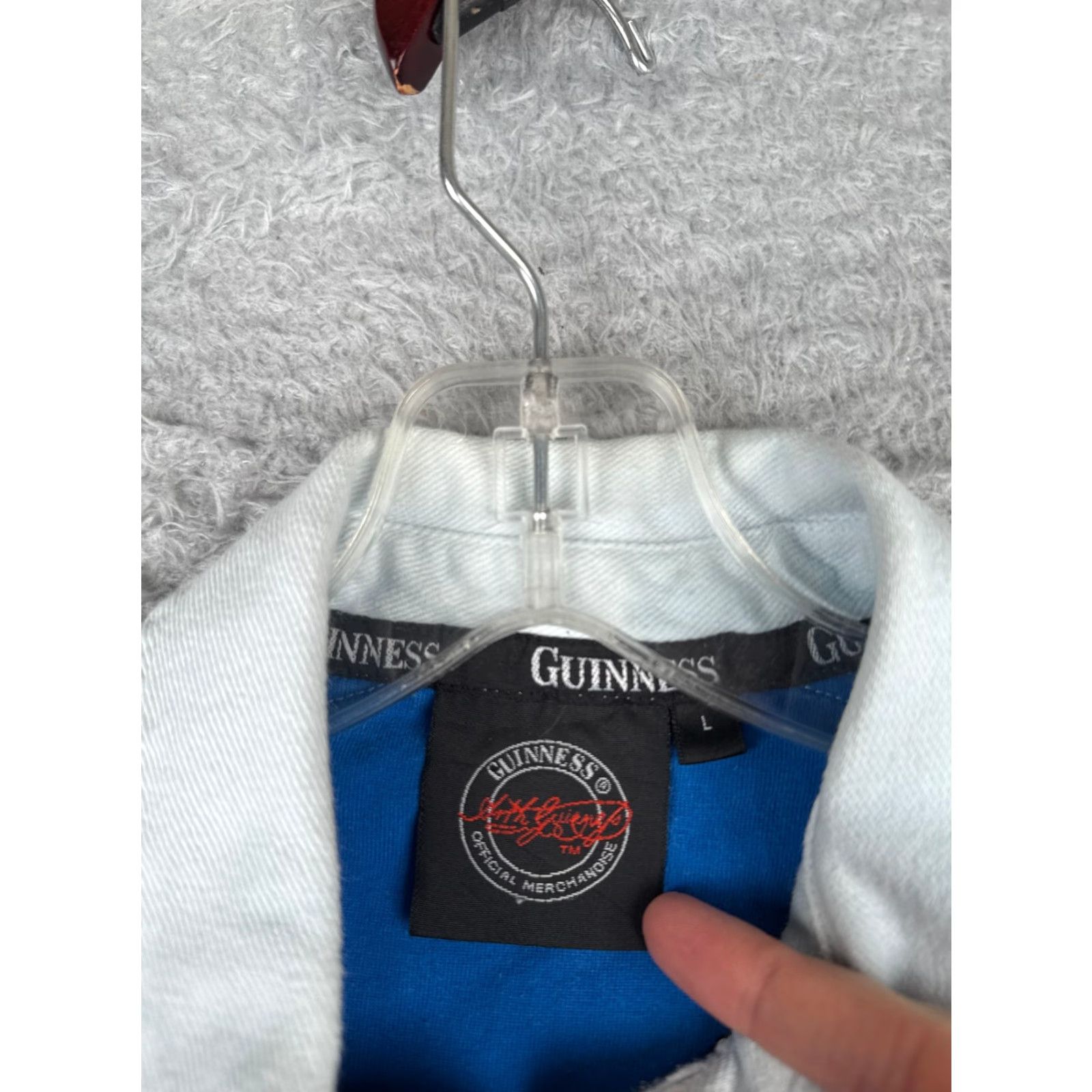 Vintage Guinness Polo Shirt Men's Blue Polo Shirt Adult Large Jersey Cotton Long Sleeve Denim? Size US L / EU 52-54 / 3 - 7 Thumbnail