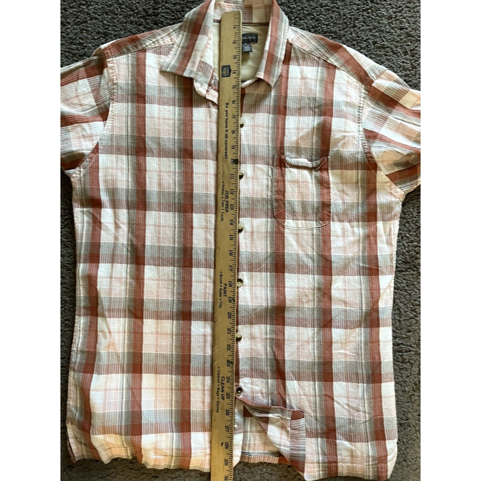 Van Heusen Van Heusen Short Sleeve Shirt Button-Up 60% Cotton 40% Rayon Size M Orange Plaid Classic Mens Regular Collared 15-15.5 Vintage No Iron Button Down Size US M / EU 48-50 / 2 - 5 Thumbnail