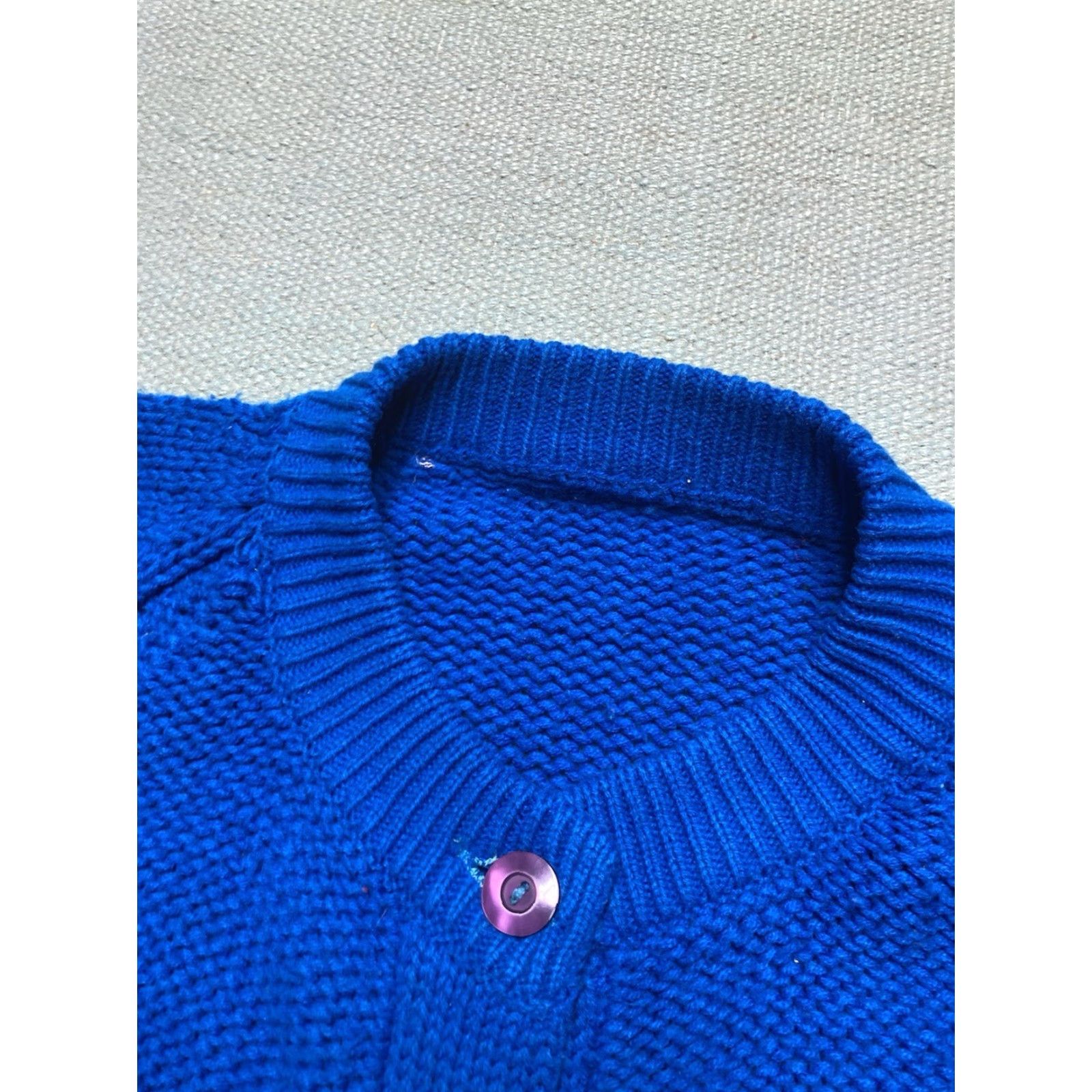 Vintage VINTAGE 60s Button Front Cardigan Sweater Cable-Knit Blue Acrylic Women’s XL Size XL / US 12-14 / IT 48-50 - 4 Thumbnail