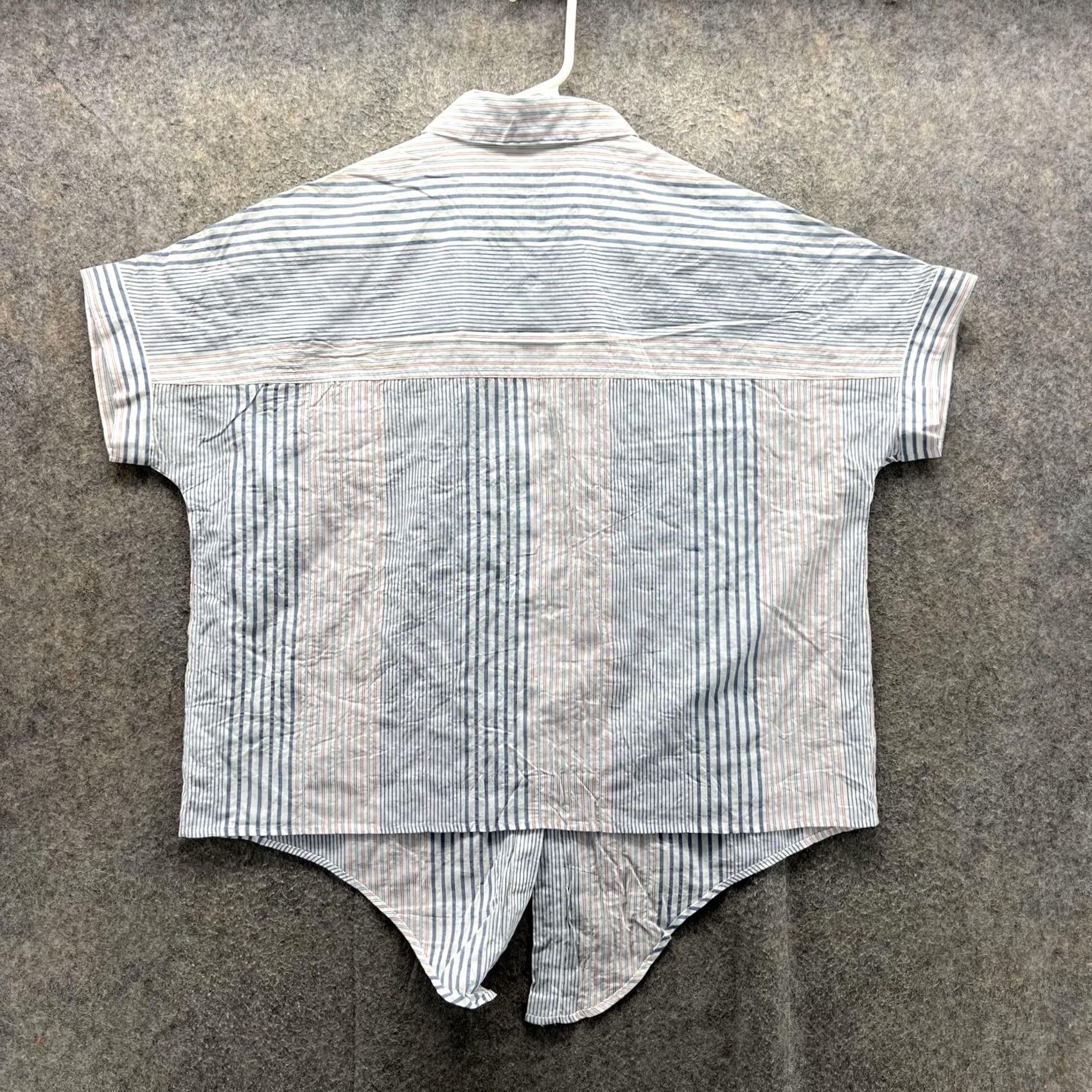 Madewell VINTAGE Madewell Shirt Womens XS White Blue Red Striped Short Sleeve Button Front Hemp Size XS / US 0-2 / IT 36-38 - 2 Thumbnail