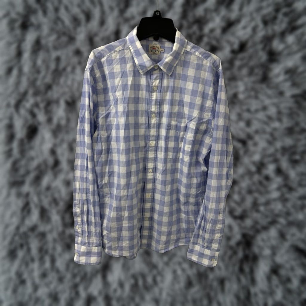 Faherty FAHERTY Shirt Mens Sz M Blue White Gingham Button-Down Long Sleeve Size US M / EU 48-50 / 2 - 1 Thumbnail