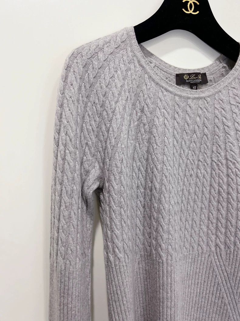 Loro Piana LORO PIANA Gray maca pattern cashmere sweater knit sweater Size M / US 6-8 / IT 42-44 - 3 Thumbnail