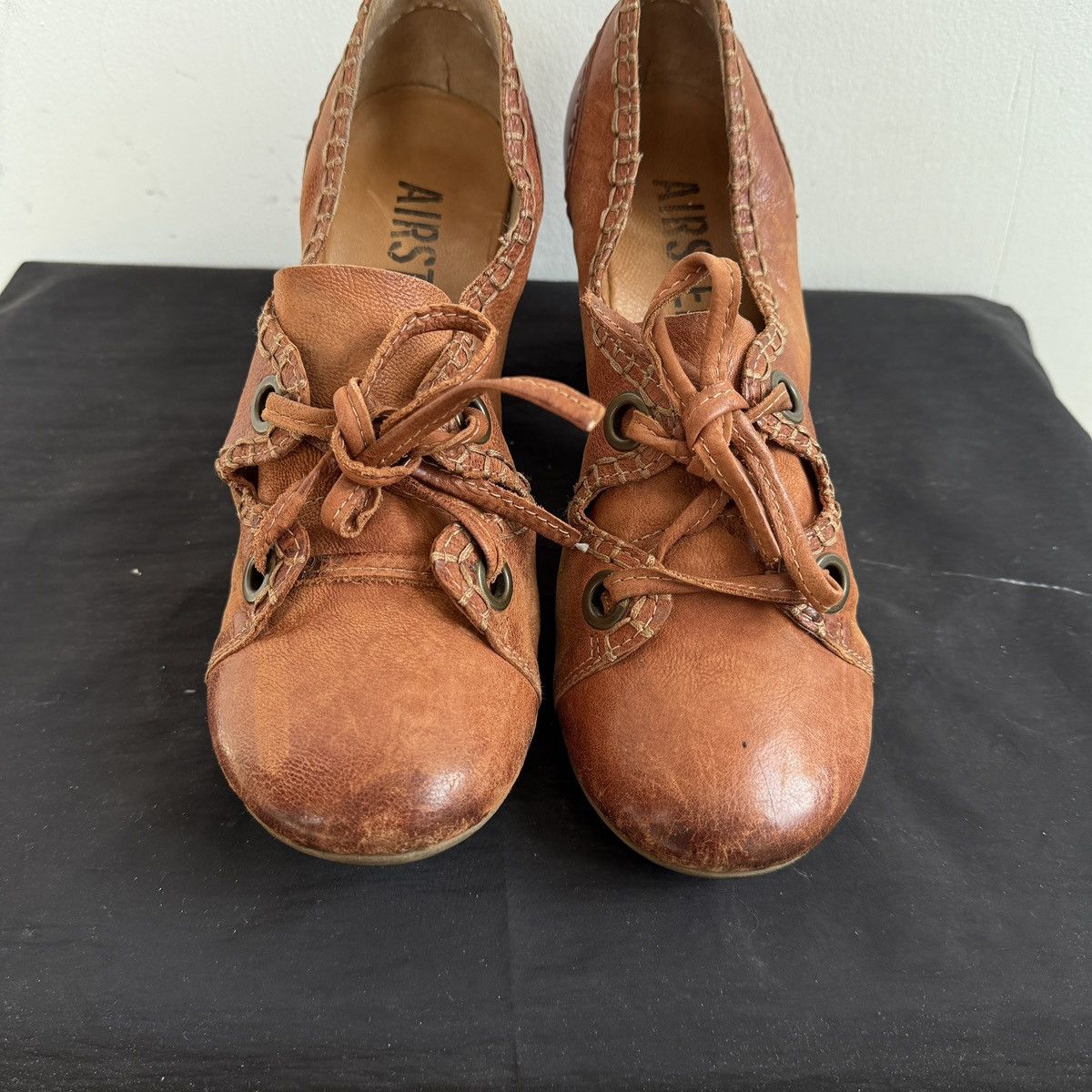 A.S.98 A.S.98 Avant Garde Tan Brown Leather Lace Up Heeled Oxfords Size US 8 / IT 38 - 7 Thumbnail