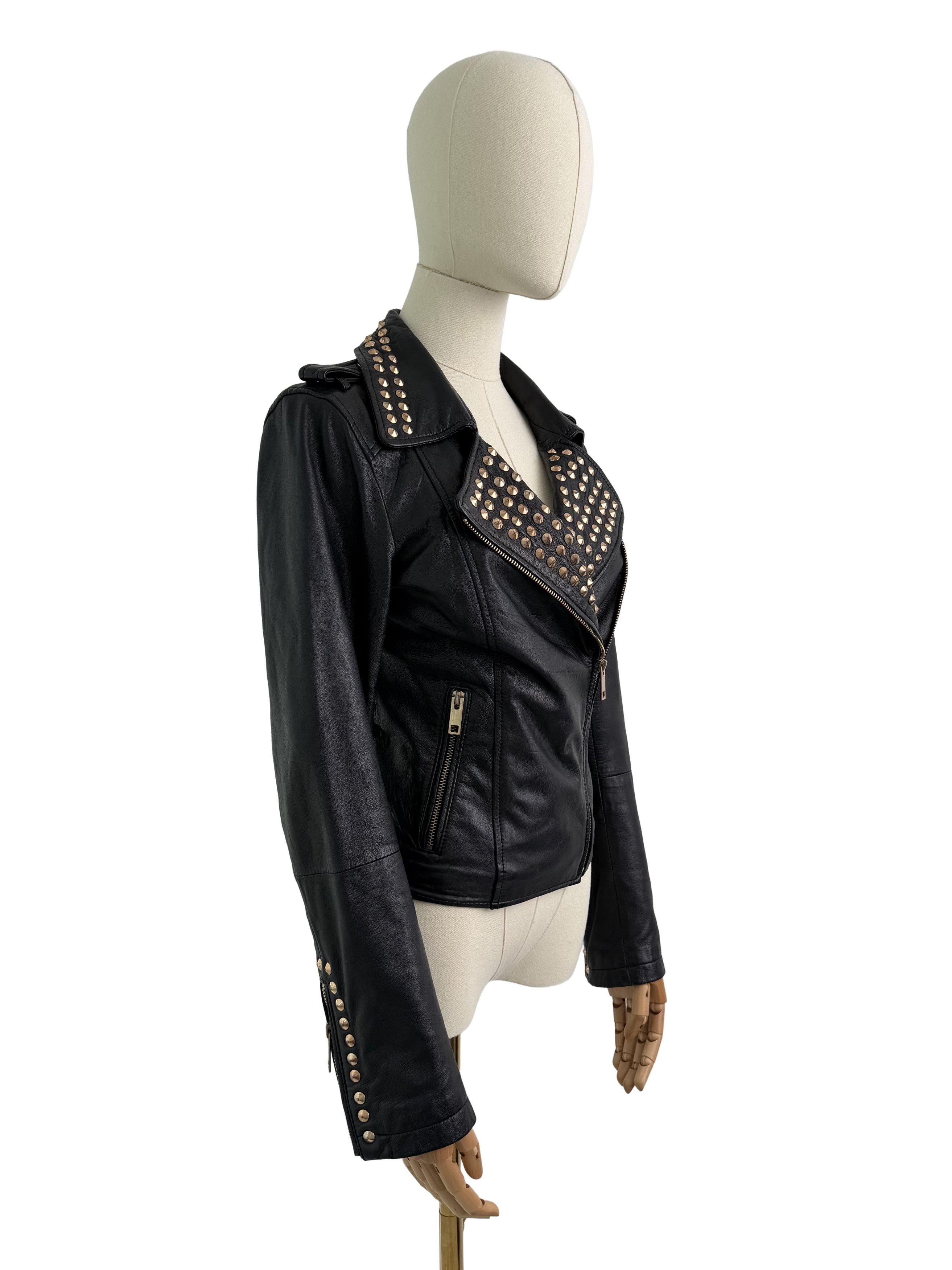 Vintage Vintage Leather Biker Jacket Studded Moto Zip Punk Rock Size S / US 4 / IT 40 - 2 Thumbnail