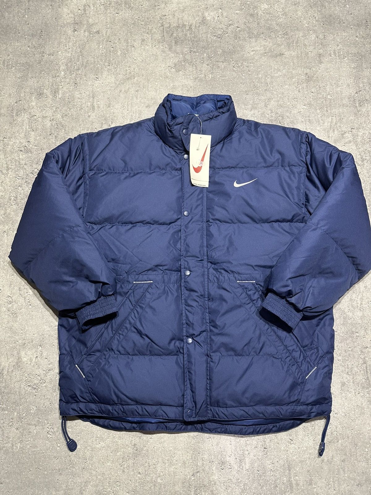 image of Nike Vintage 90's Down Puffer Jacket Swoosh Dswt in Navy, Men's (Size Large)