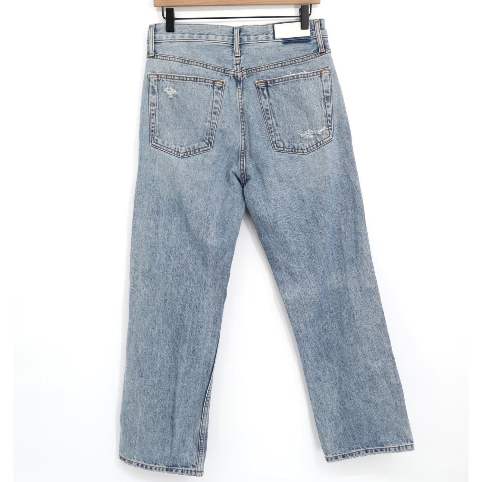 RE/DONE Re/Done Women's Jeans High Rise Button Fly Distressed Blue Sz 25X27 Size 42" / US 20 - 2 Thumbnail