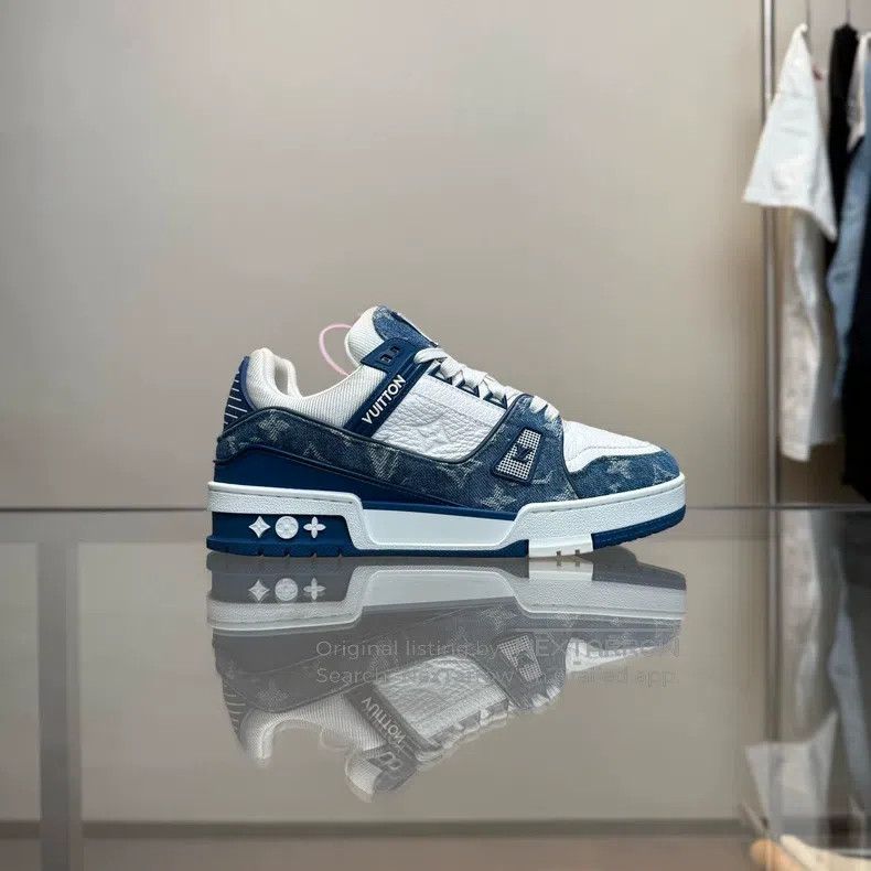 Louis Vuitton Louis Vuitton TRAINER White and Blue Denim shoes Size US 5 / EU 37 - 3 Thumbnail