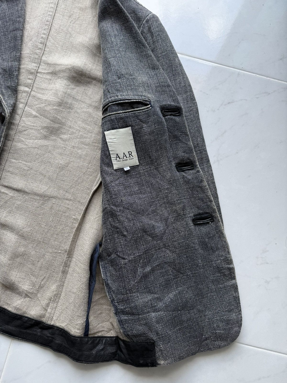 Yohji Yamamoto 90s AAR YOHJI YAMAMOTO Herringbone Twill Leather Finishing Size US M / EU 48-50 / 2 - 9 Thumbnail