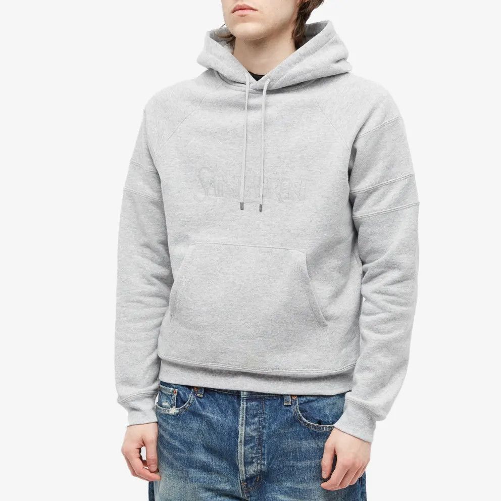 Saint Laurent Paris o1mle1224 Logo Hoodie in Grey Size US L / EU 52-54 / 3 - 2 Thumbnail