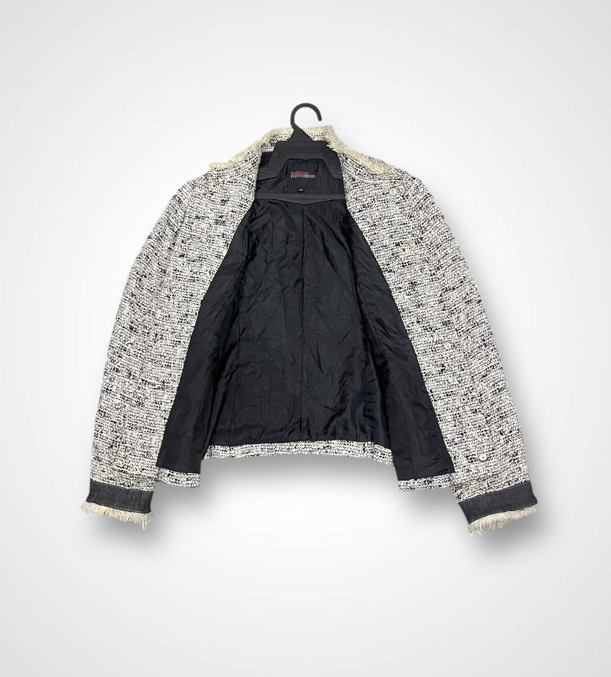 Japanese Brand Bellevoix Button Tap Tweed Jacket (15) Size M / US 6-8 / IT 42-44 - 3 Thumbnail