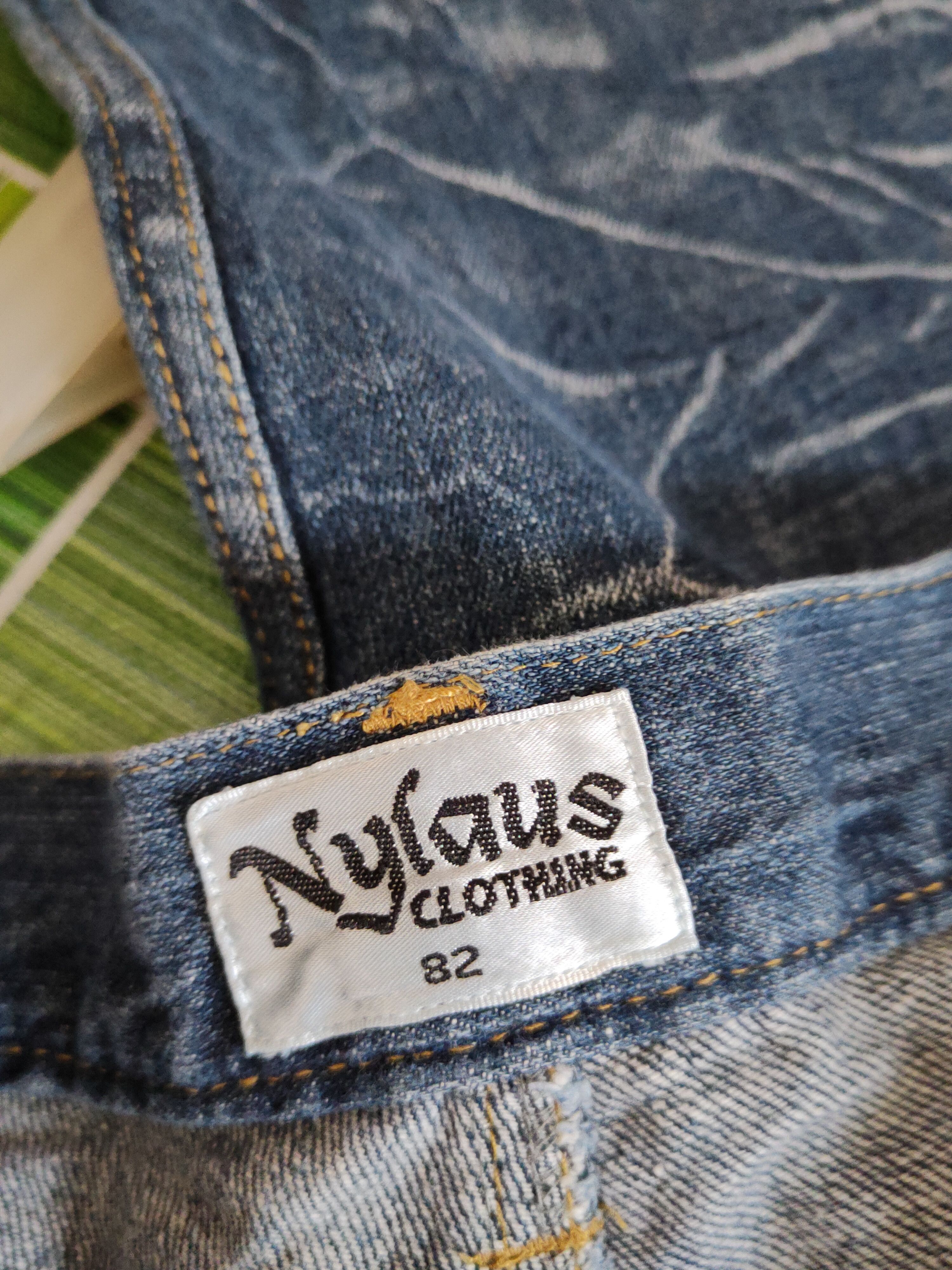 Japanese Brand Nylaus double waist Dark Blue cropped short Denim #S1519 Size US 33 - 16 Thumbnail