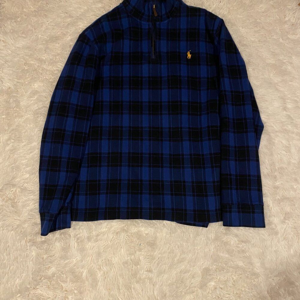 Polo Ralph Lauren Ralph Lauren Plaid Estate Rib Quarter Zip Pullover Blue Fla Size US L / EU 52-54 / 3 - 5 Thumbnail