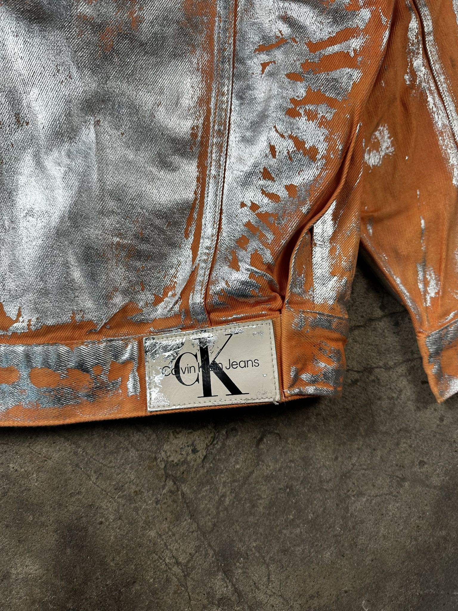 Calvin Klein Calvin Klein Waxed Denim Paint Trucker Jacket Size US L / EU 52-54 / 3 - 8 Thumbnail