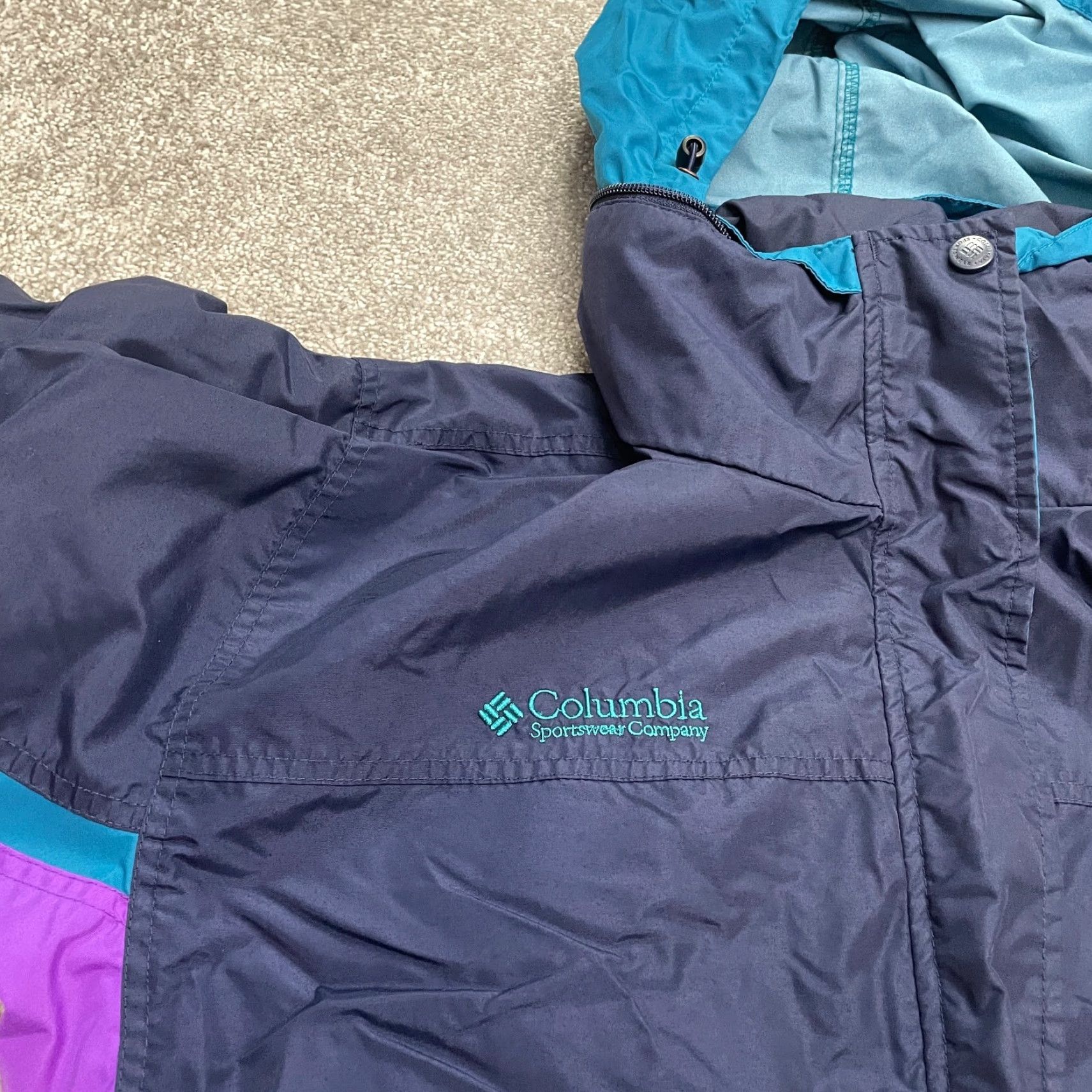 Vintage VINTAGE Columbia Long's Peak Windbreaker Jacket Womens M Blue 90s Outdoor Ski Travel Hooded Pockets Breathable Size M / US 6-8 / IT 42-44 - 3 Thumbnail