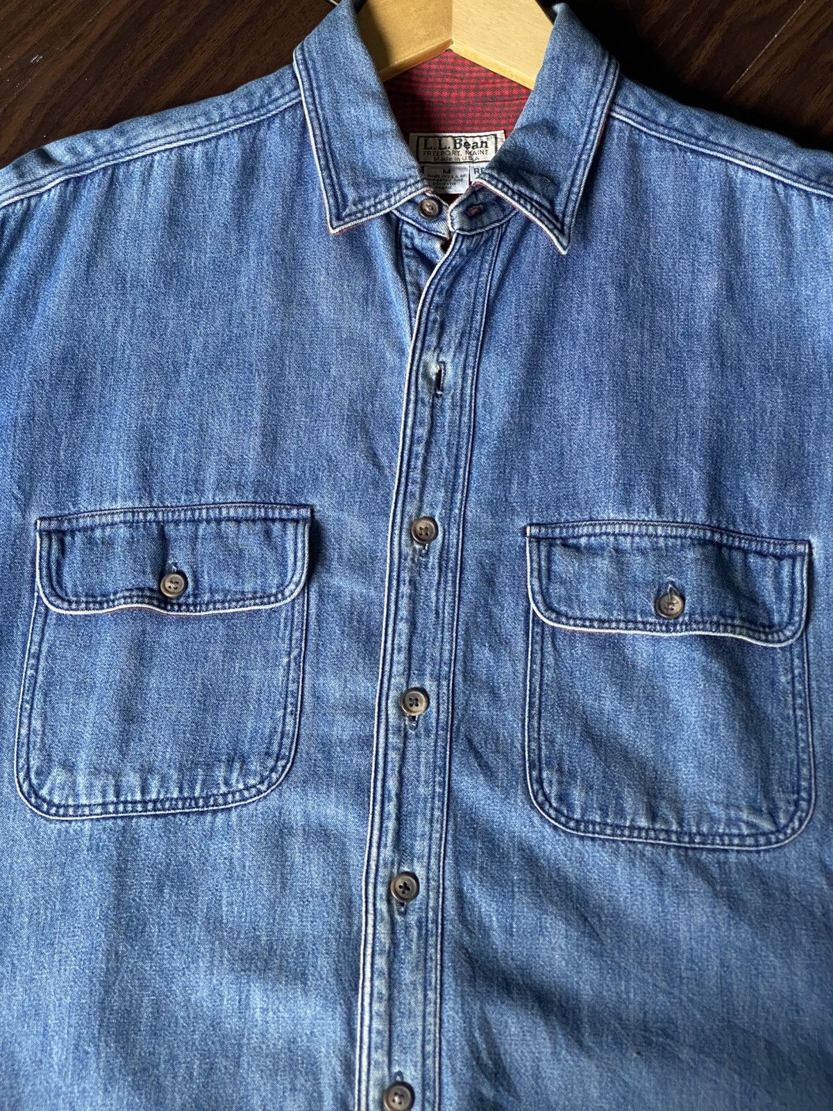 L.L. Bean 80s USA L.L BEAN FLANNEL LINED DENIM SHIRT Size US XL / EU 56 / 4 - 6 Thumbnail