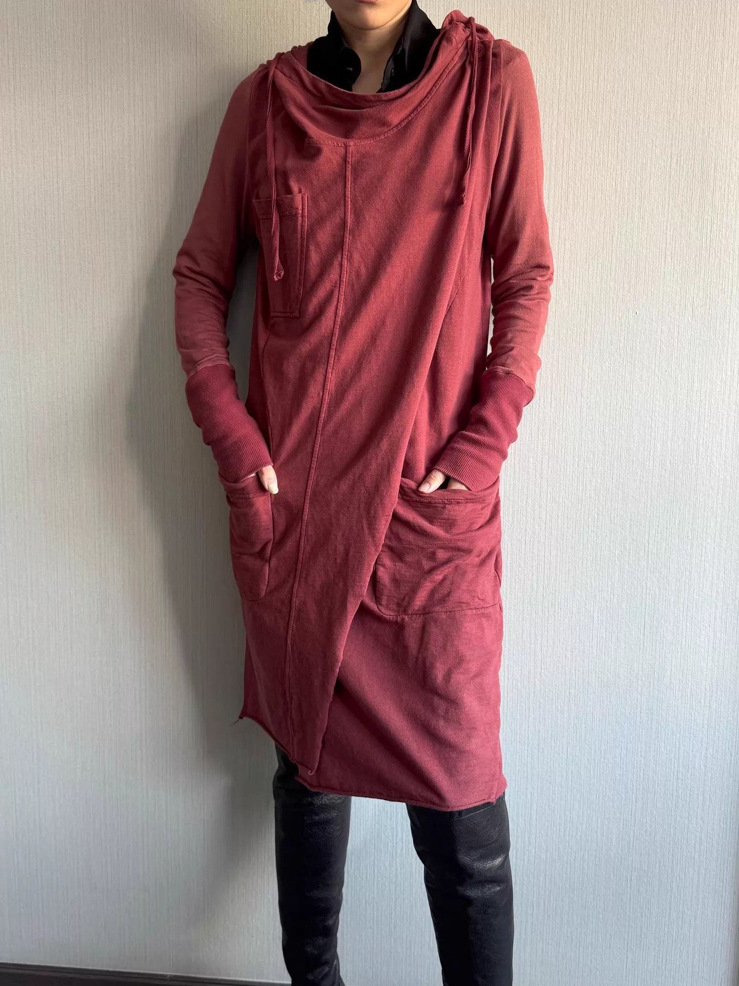Vintage Vintage Italian Wasteland Brick Red Hooded Long Jacket L Size L / US 10 / IT 46 - 3 Thumbnail