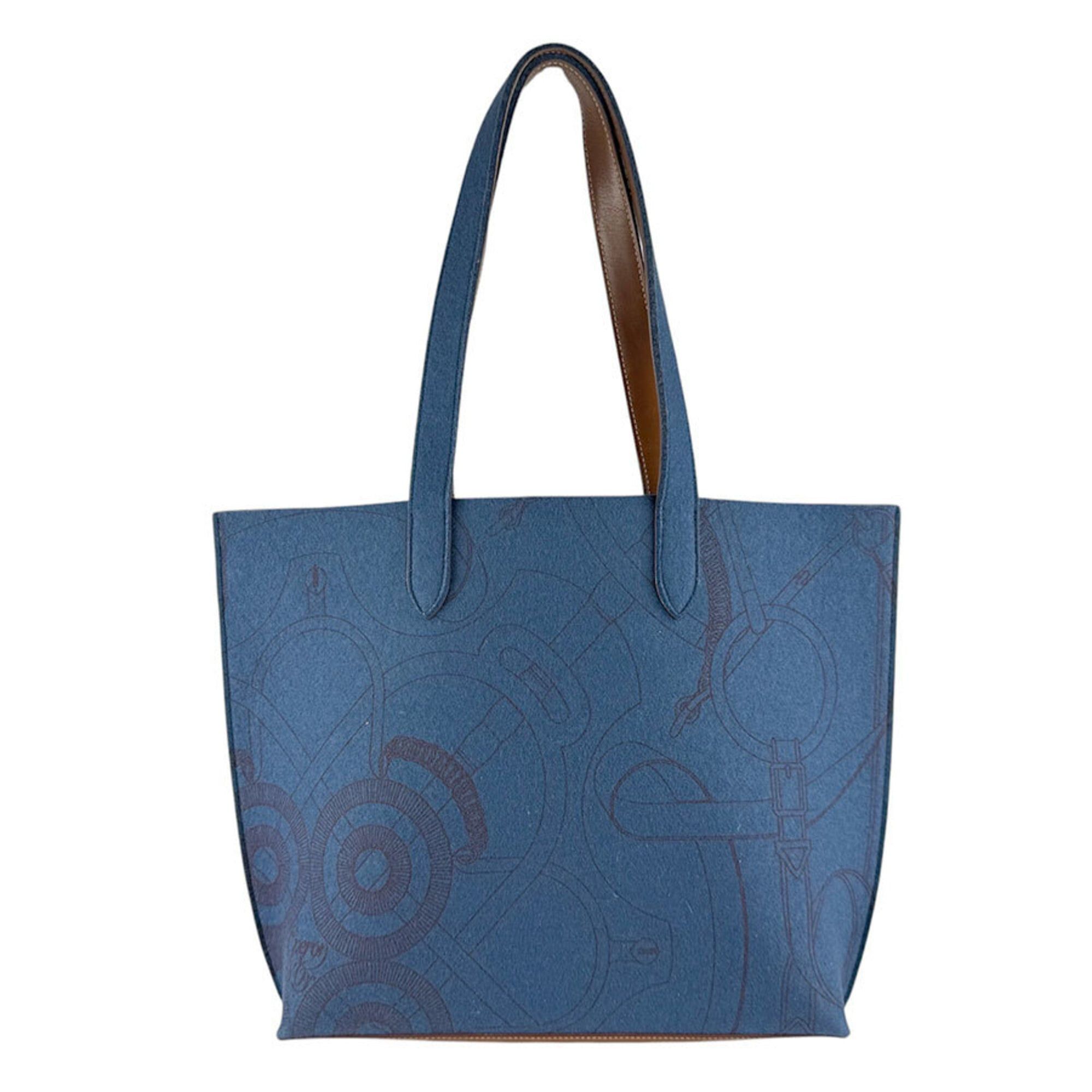 Hermes Hermes Shoulder Bag Tote Karimi MM Felt Leather Blue Brown Men's Women's z9457 Size ONE SIZE - 1 Thumbnail