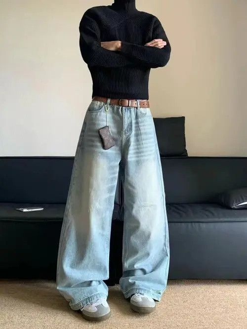 Japanese Brand × Jean Light blue washed vintage straight loose jeans Size US 32 / EU 48 - 2 Thumbnail