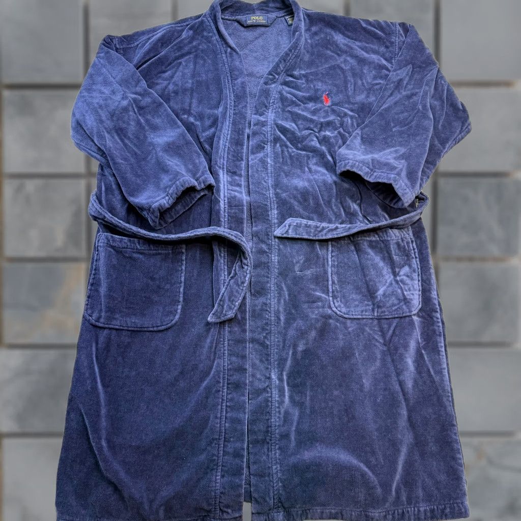 Polo Ralph Lauren Polo Ralph Lauren Rob Mens Bath Rob Belted Blue Cotton Terry Plush Bath Rob L XL Dark Blue Pony Size US L / EU 52-54 / 3 - 1 Thumbnail