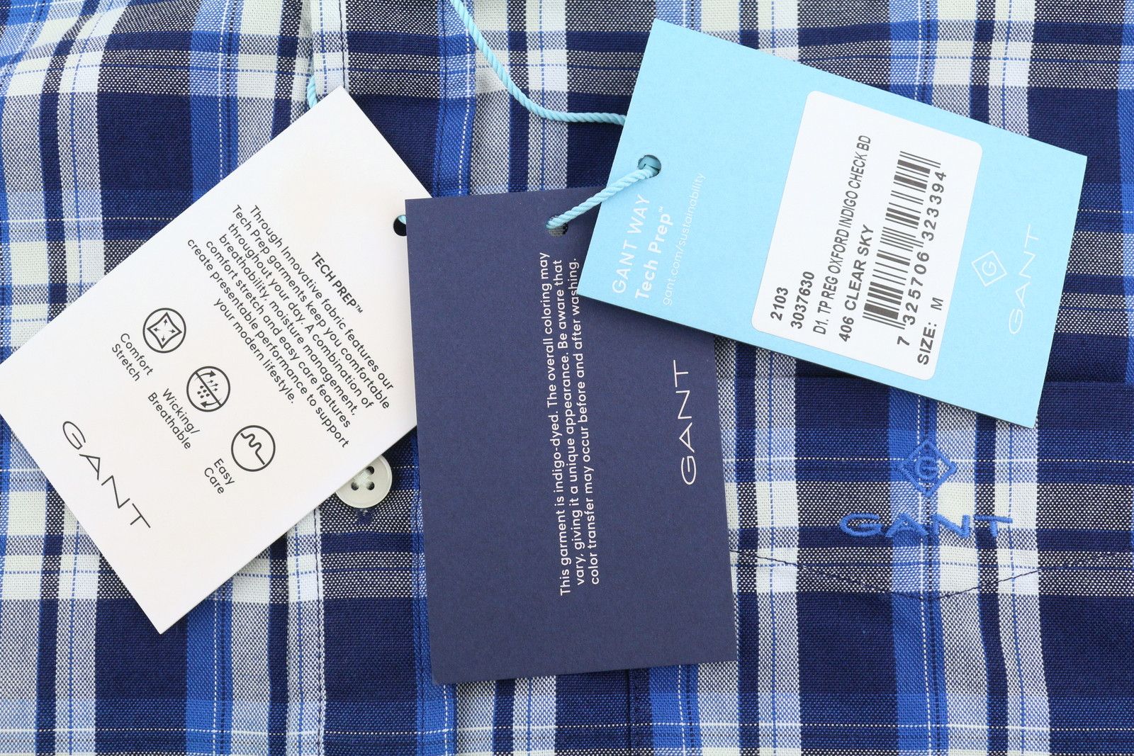 Gant TECH PREP OXFORD CHECK M Blue Button-Down Shirt 87488 Size US M / EU 48-50 / 2 - 6 Thumbnail