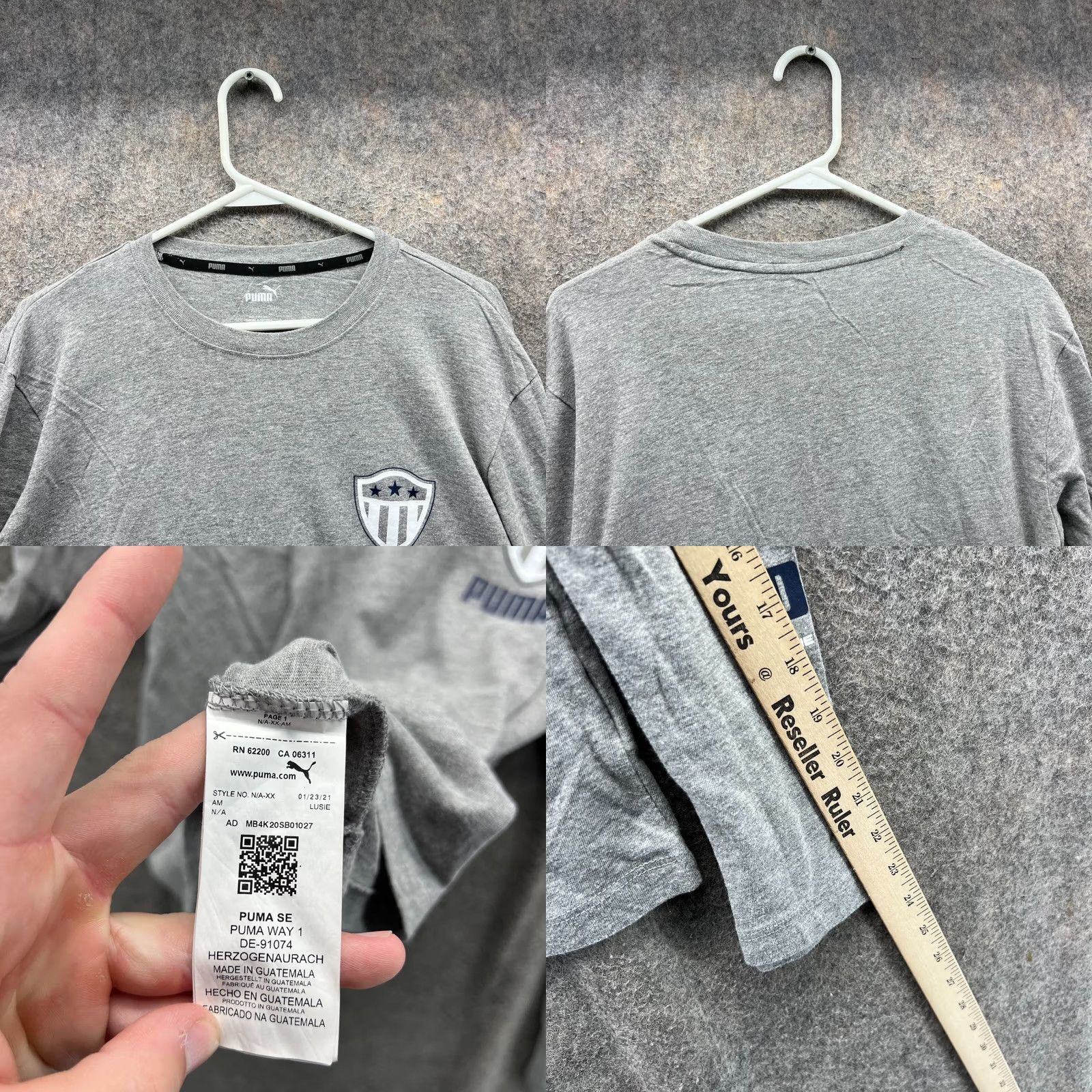 Puma Puma Shirt Mens Large Gray Crewneck Shield Badge Long Sleeve Fleece Spell Out Size US L / EU 52-54 / 3 - 8 Thumbnail