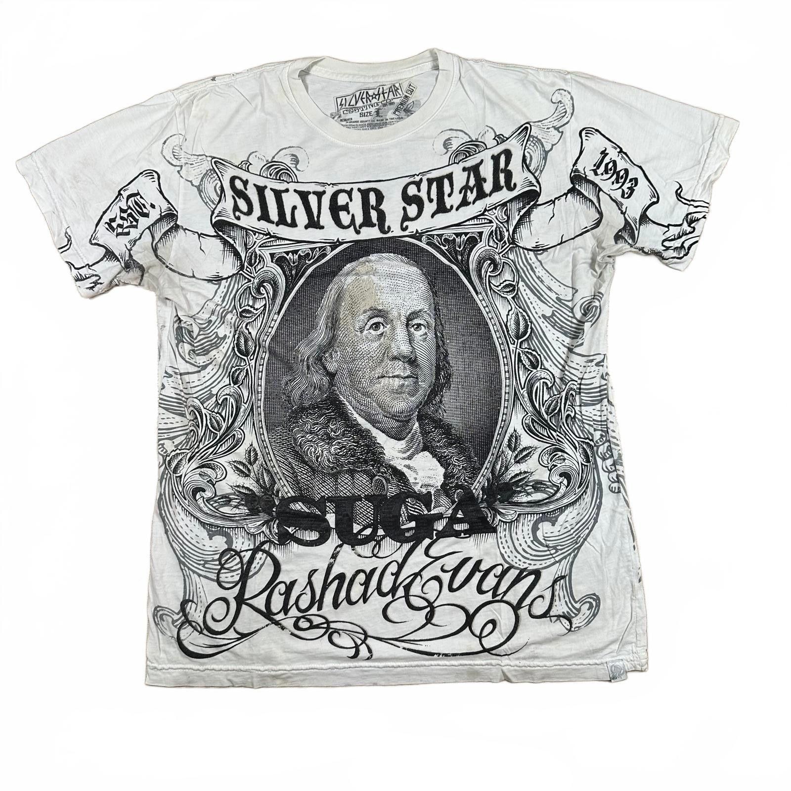 Sterling Silver Silver Star Mens T-shirt Size L White Graphic Print Size US L / EU 52-54 / 3 - 1 Thumbnail