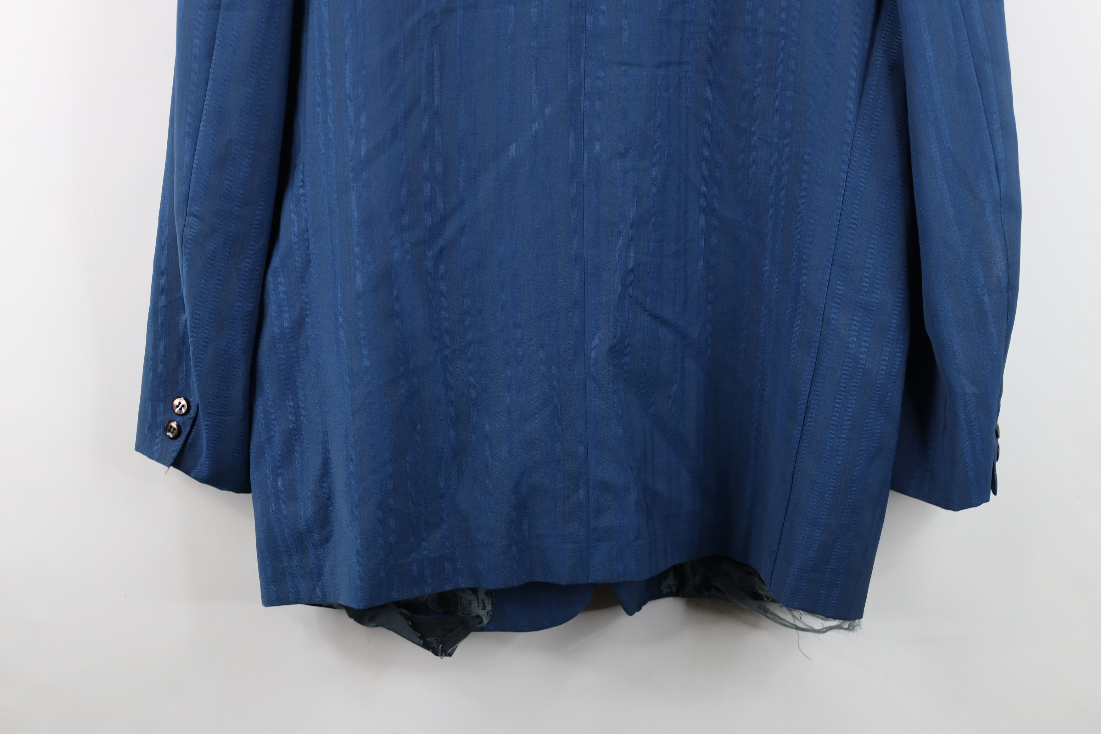 Vintage Vintage 60s 70s Streetwear Striped Wool Suit Jacket Blue Size US XL / EU 56 / 4 - 16 Thumbnail