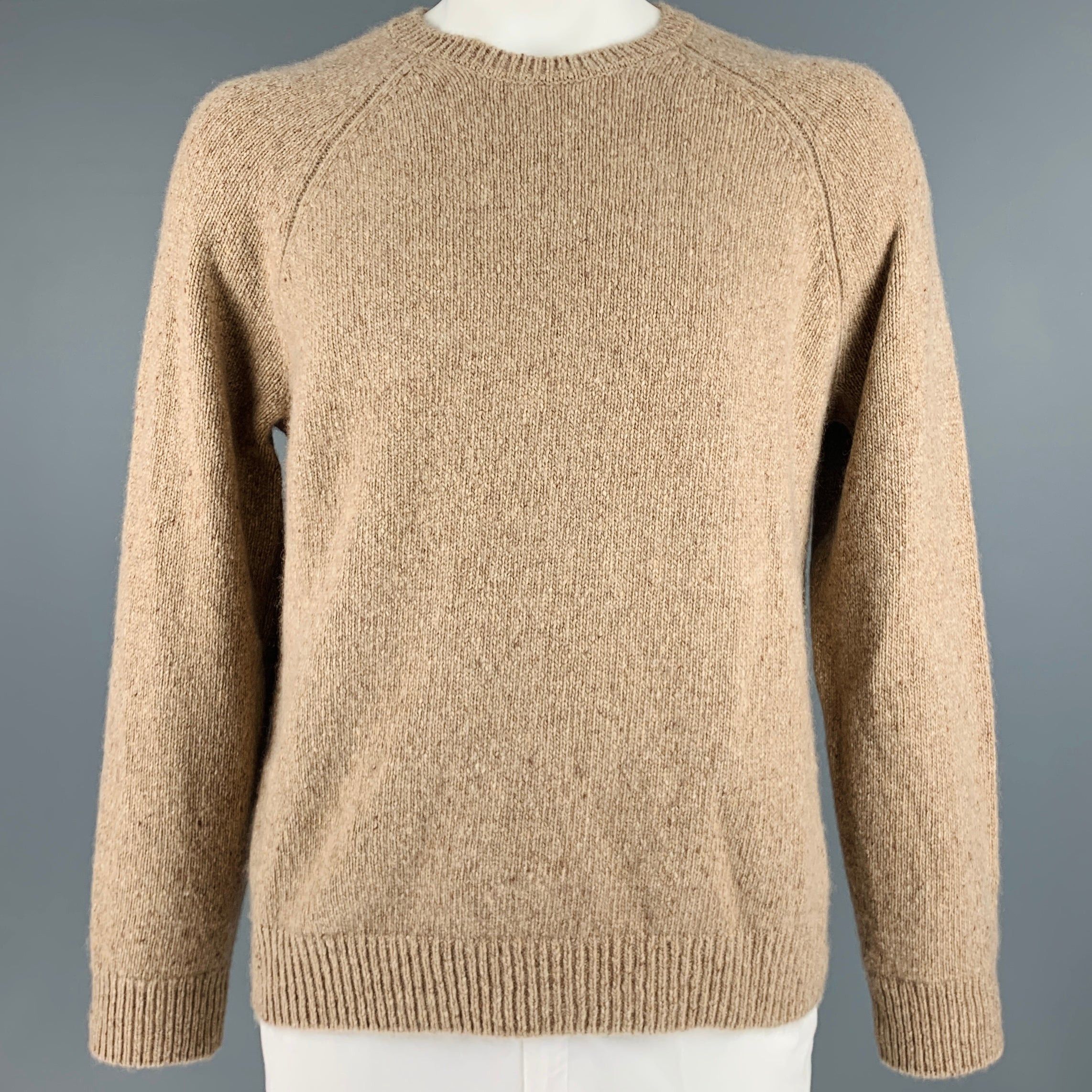 image of Vince Beige Camel Knit Cashmere Crew Neck Sweater, Men's (Size XL)