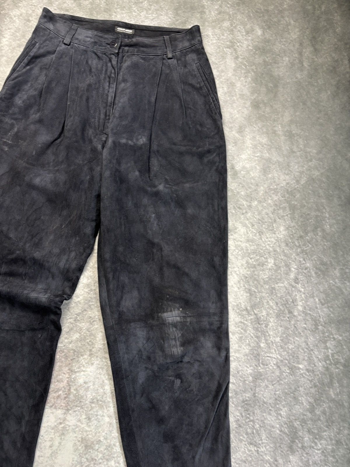 Giorgio Armani × Vintage 1980s Giorgio Armani Suede Pants Vintage Borgonuovo Black 44 Size 30" / US 8 / IT 44 - 13 Thumbnail