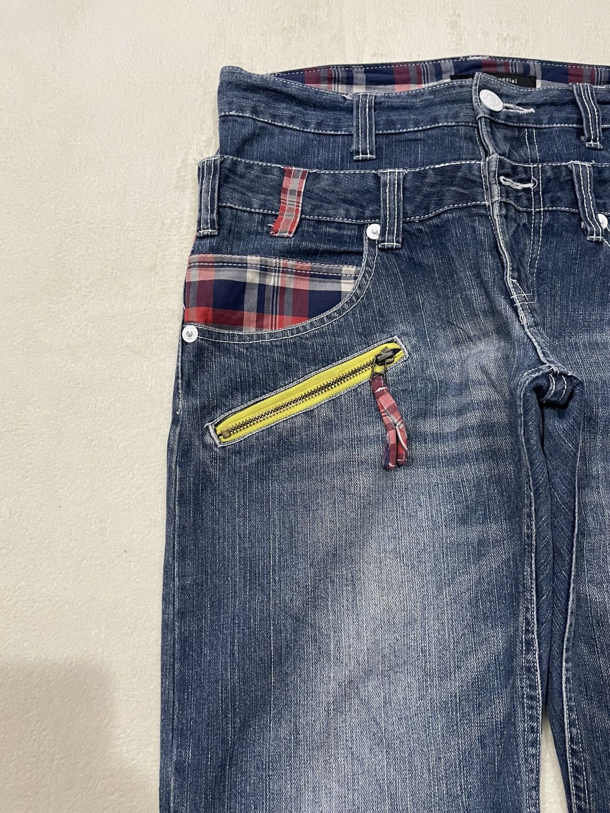 Japanese Brand Vintage Memory Special Double Waist Faded Dark Blue Jeans Size US 32 / EU 48 - 4 Thumbnail