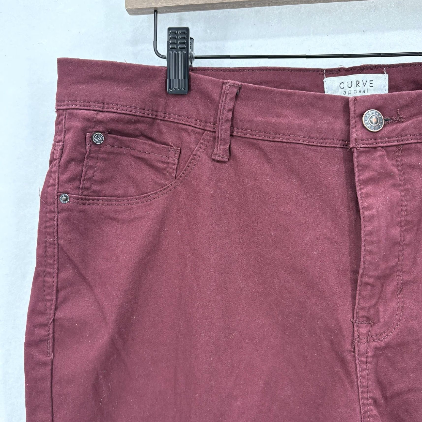 Vintage Curve Appeal Pants Womens 14/32 Burgundy Minimalist Jegging Stretch Skinny NWT Size 36" / US 14 / IT 50 - 3 Thumbnail