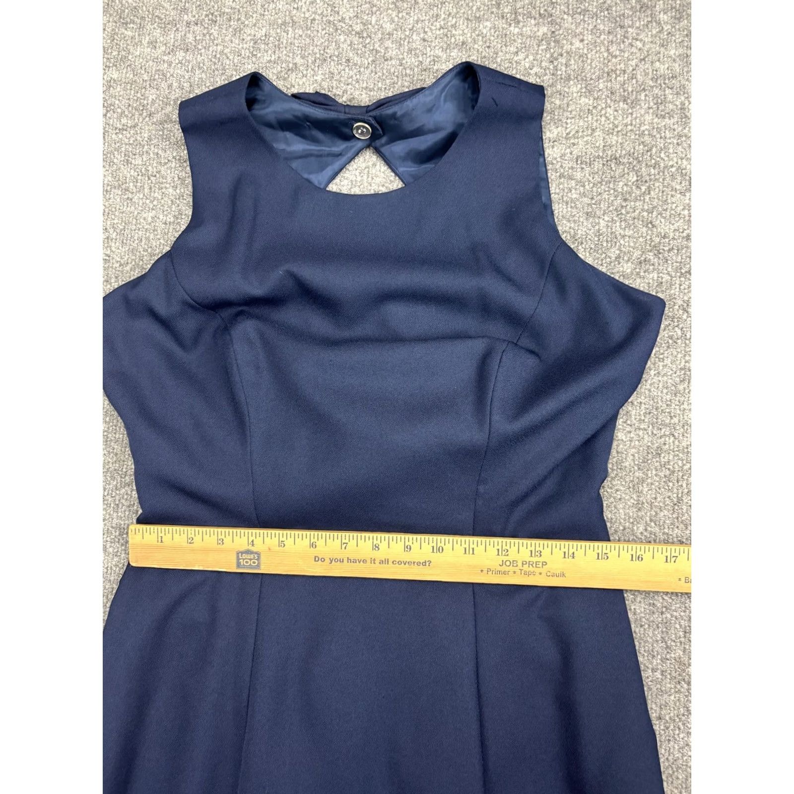 Vintage Alfred Angelo Dress Juniors 11/12 Blue Bow Back Cutout Long Formal Gown Size L / US 10 / IT 46 - 3 Thumbnail
