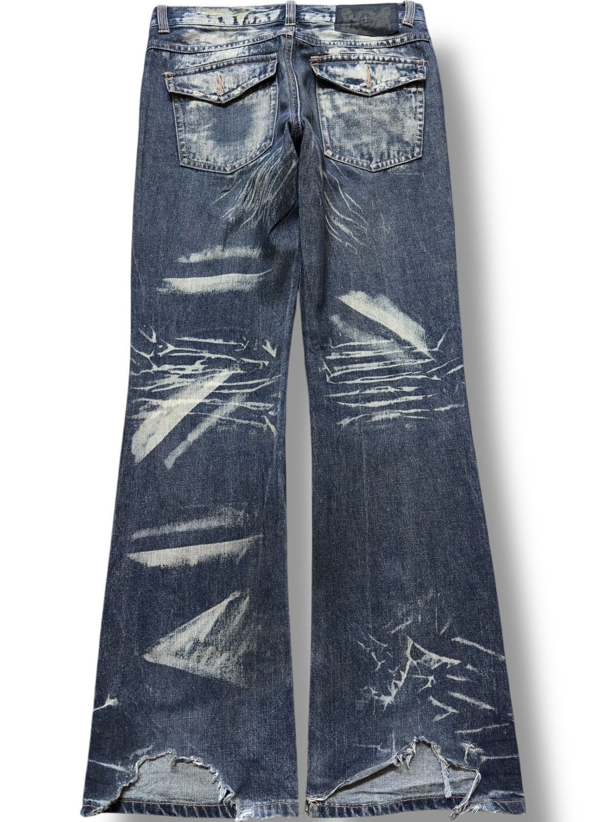 LOWBOX Vintage Lowbox Flare Art Wash Grunge Distressed Denim Size US 33 - 4 Thumbnail