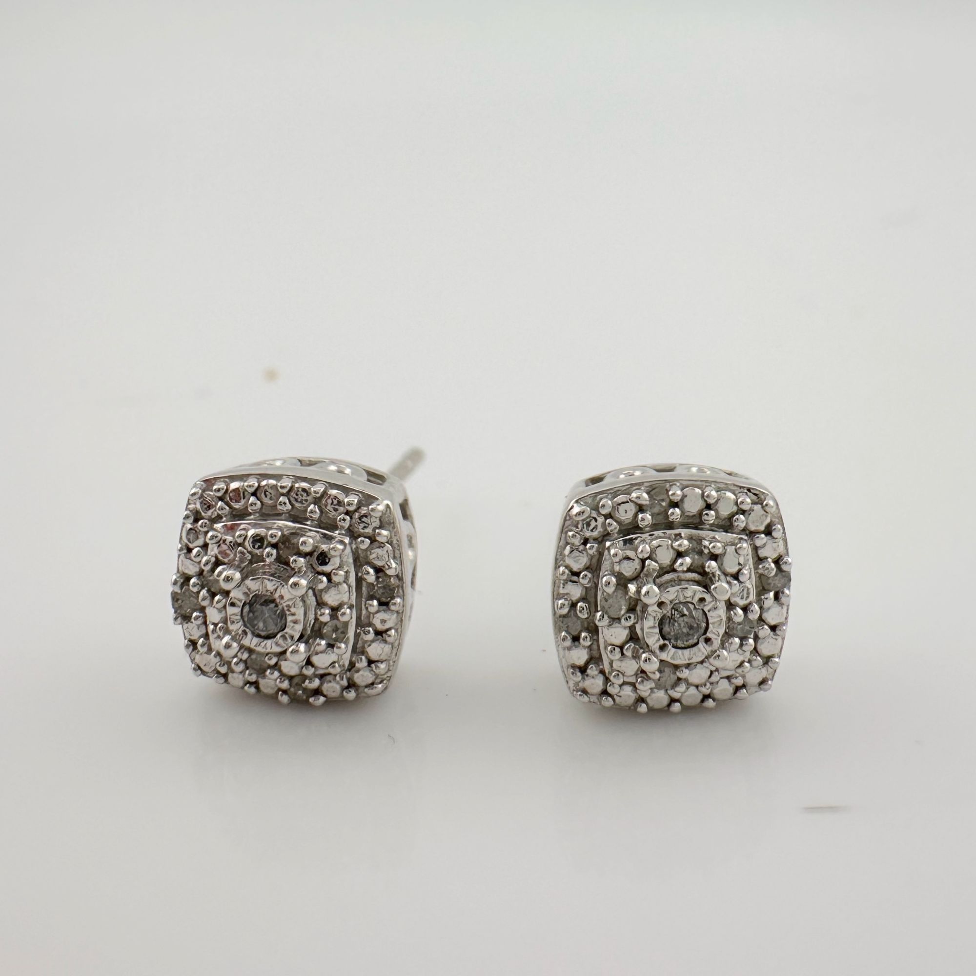 Other Natural Diamond Cushion Cut Stud Earrings Sterling Size ONE SIZE - 6 Thumbnail