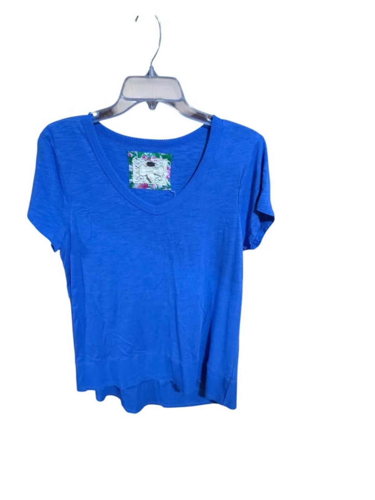 Other Cupio Blue V-Neck T-Shirt High-Low Size L / US 10 / IT 46 - 1 Thumbnail