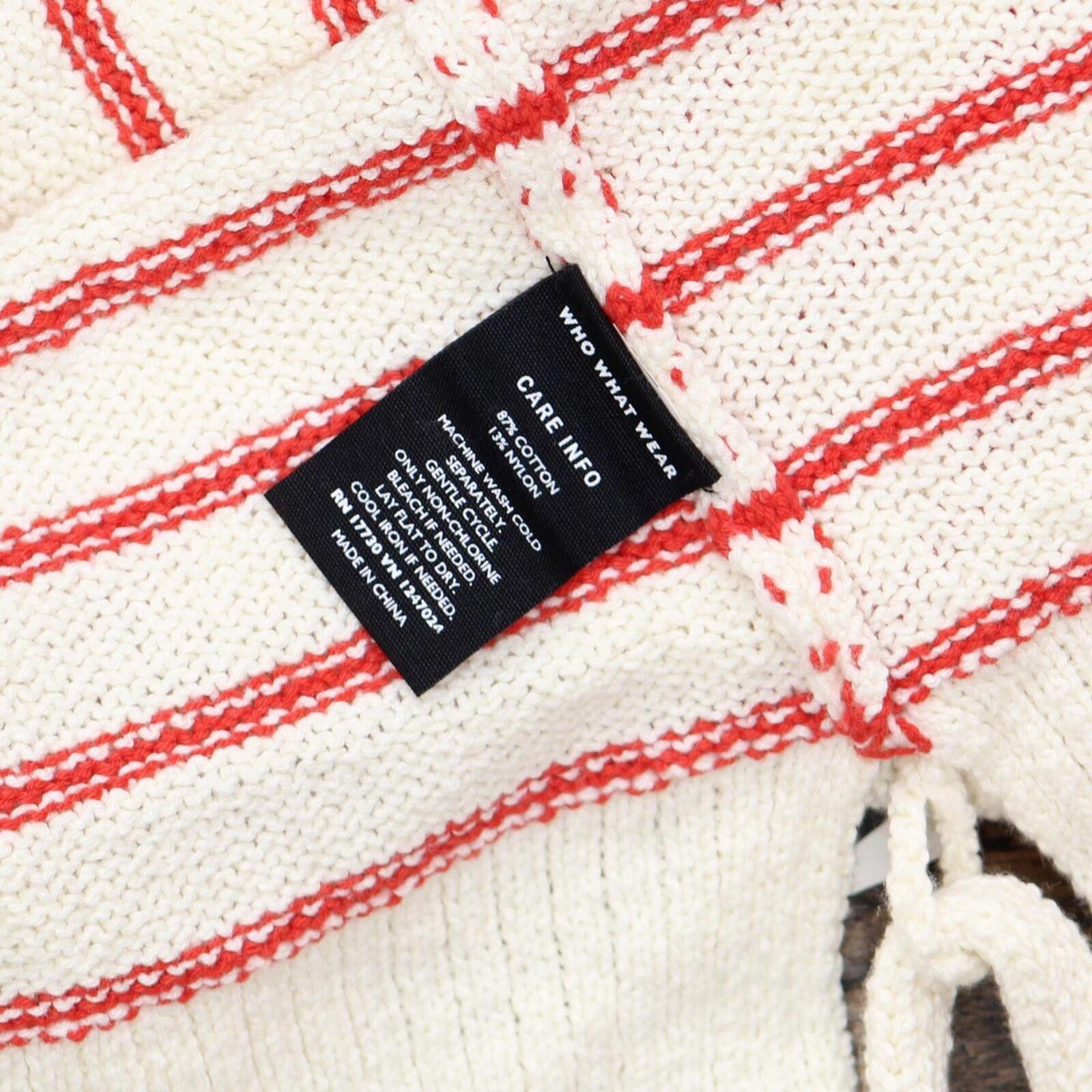 Designer Who What Wear Sleeve Wrap Cardigan Ivory / Red Stripe 2XL Size XXL / US 16-18 / IT 52-54 - 5 Thumbnail