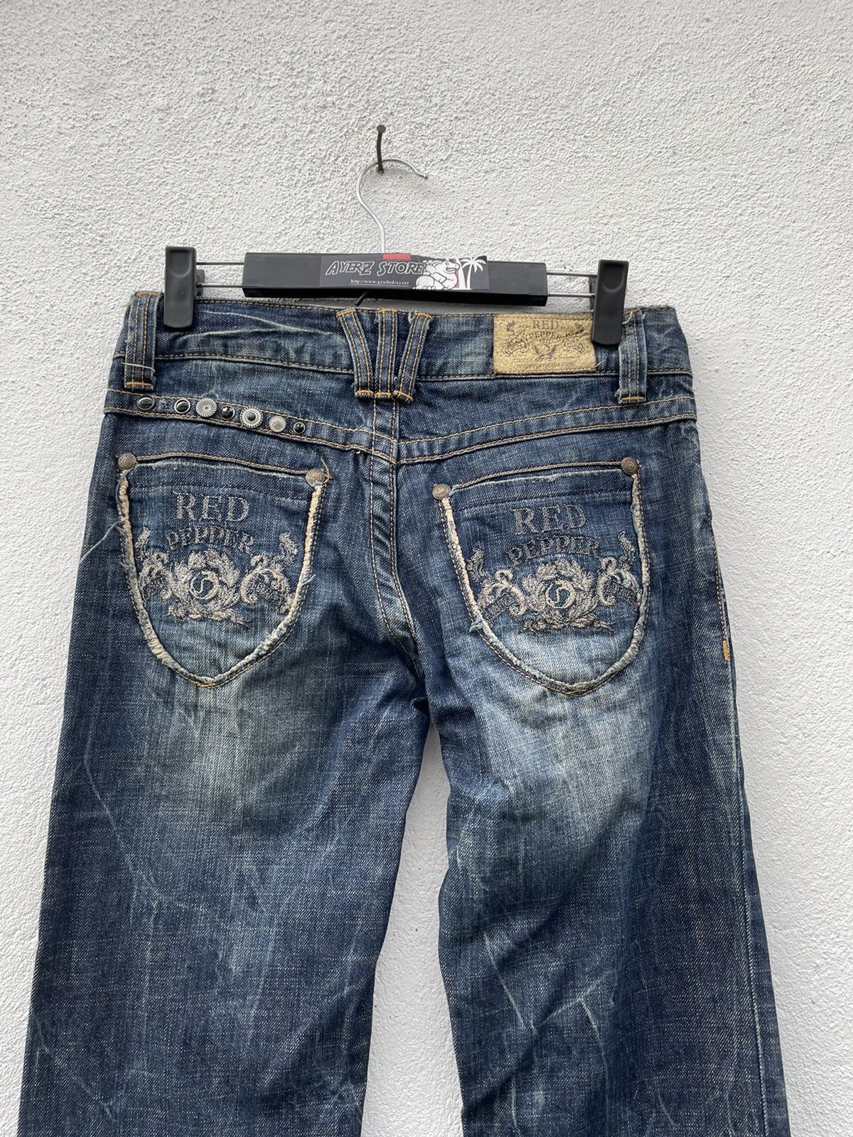 If Six Was Nine × Japanese Brand Vintage Y2K Red Pepper Gold Label Flare Low Rise Denim Jeans Size US 30 / EU 46 - 10 Thumbnail