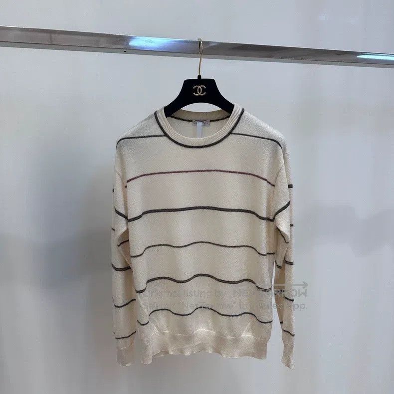 Brunello Cucinelli Brunello Cucinelli Striped Crew Neck Knit Sweater Size XS / US 0-2 / IT 36-38 - 1 Thumbnail