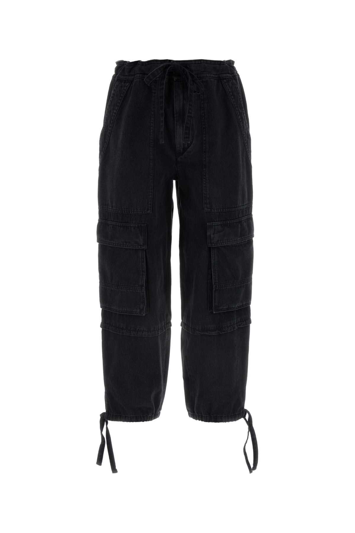 image of Isabel Marant Etoile Black Denim Ivy Cargo Jeans, Women's (Size 26)