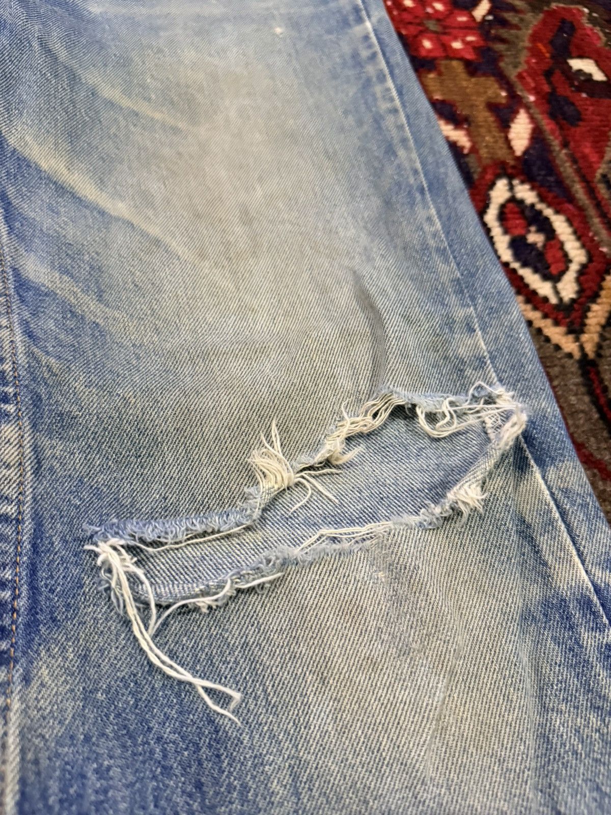 Levi's Vintage Levi's 517 Orange Tab Distressed Bootcut Jeans Size US 30 / EU 46 - 5 Thumbnail