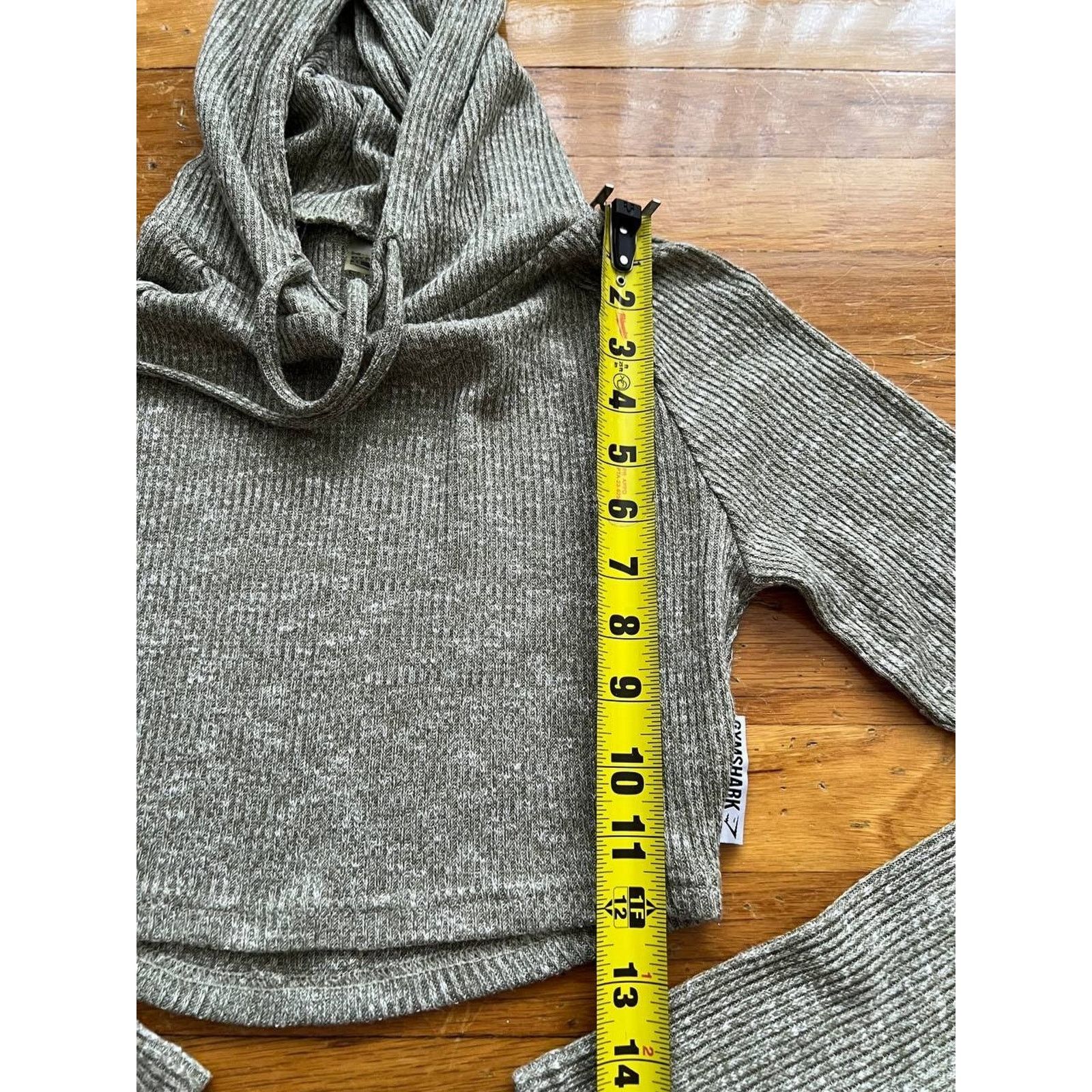 Gymshark Gymshark Hoodie XS Grey Ribbed Cropped Pullover Top A003147 Size XS / US 0-2 / IT 36-38 - 5 Thumbnail