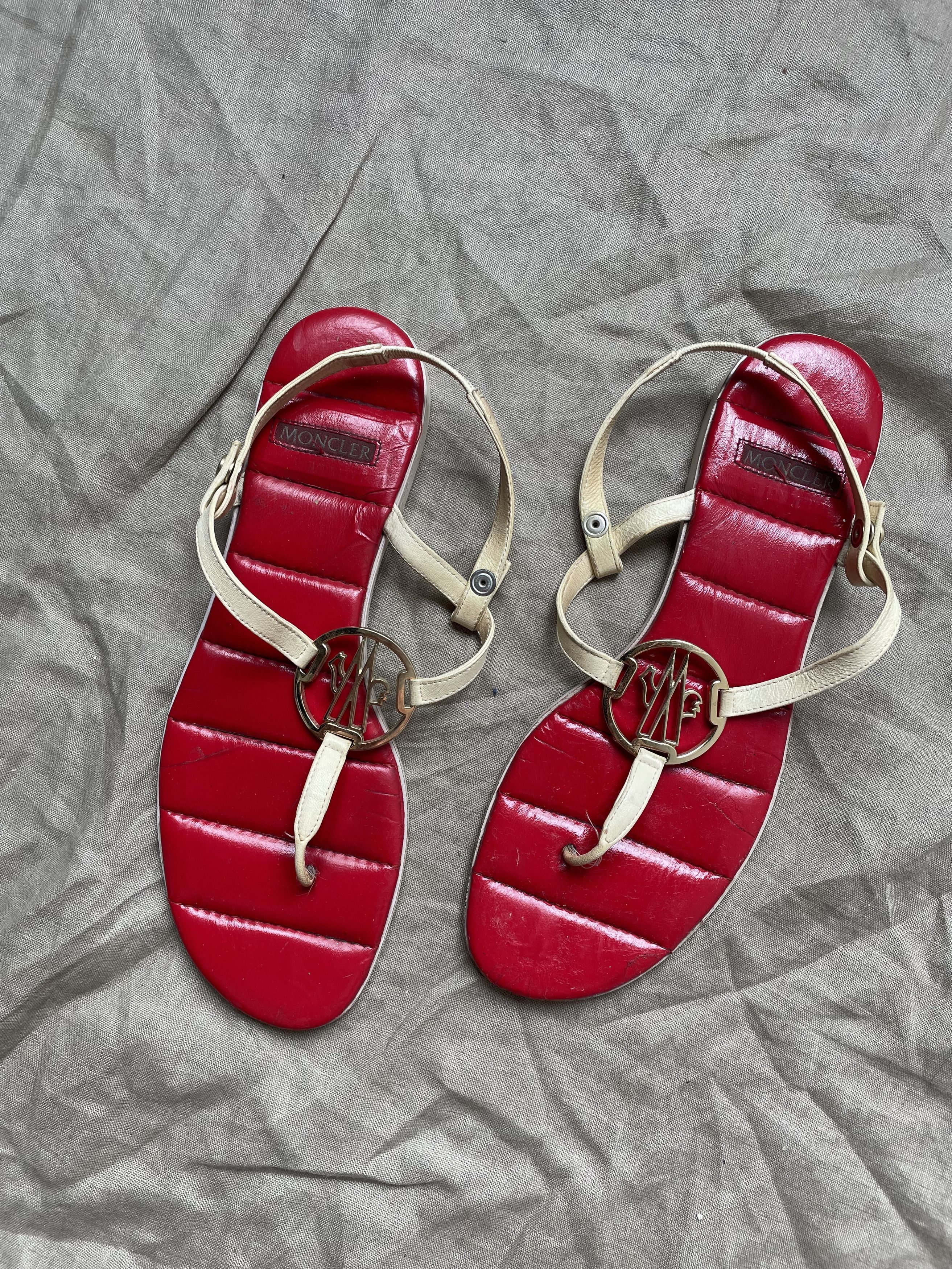 Moncler Moncler Big Logo Leather Sandals 7067AC Size US 10 / IT 40 - 1 Thumbnail
