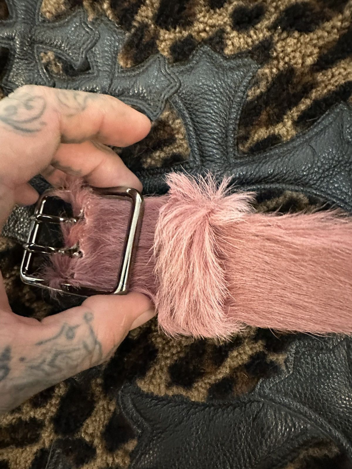 Prada Prada Archive runway pink fuzzy hair belt sz 28-31 Size ONE SIZE - 6 Thumbnail