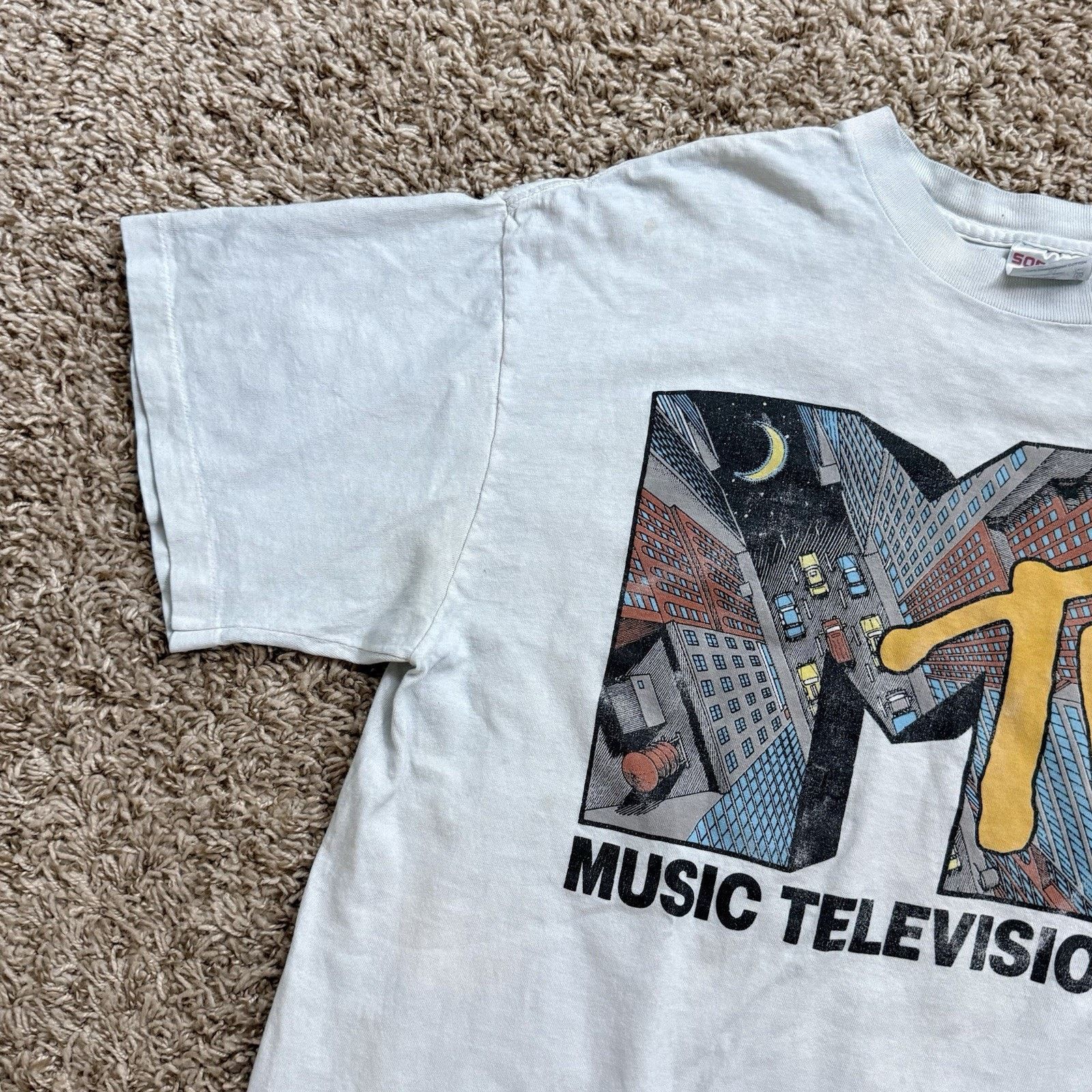 Mtv × Vintage Vintage 90’s MTV T-Shirt Blue City Logo 1991 Single Stitch Size US XL / EU 56 / 4 - 6 Thumbnail